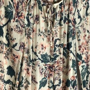 Lucky Brand Floral Print Women's Top - Cream and Green